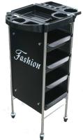 Парикмахерская тележка "Fasfion" черного цвета, на колесиках, 5ящиков (4 выдвижных)